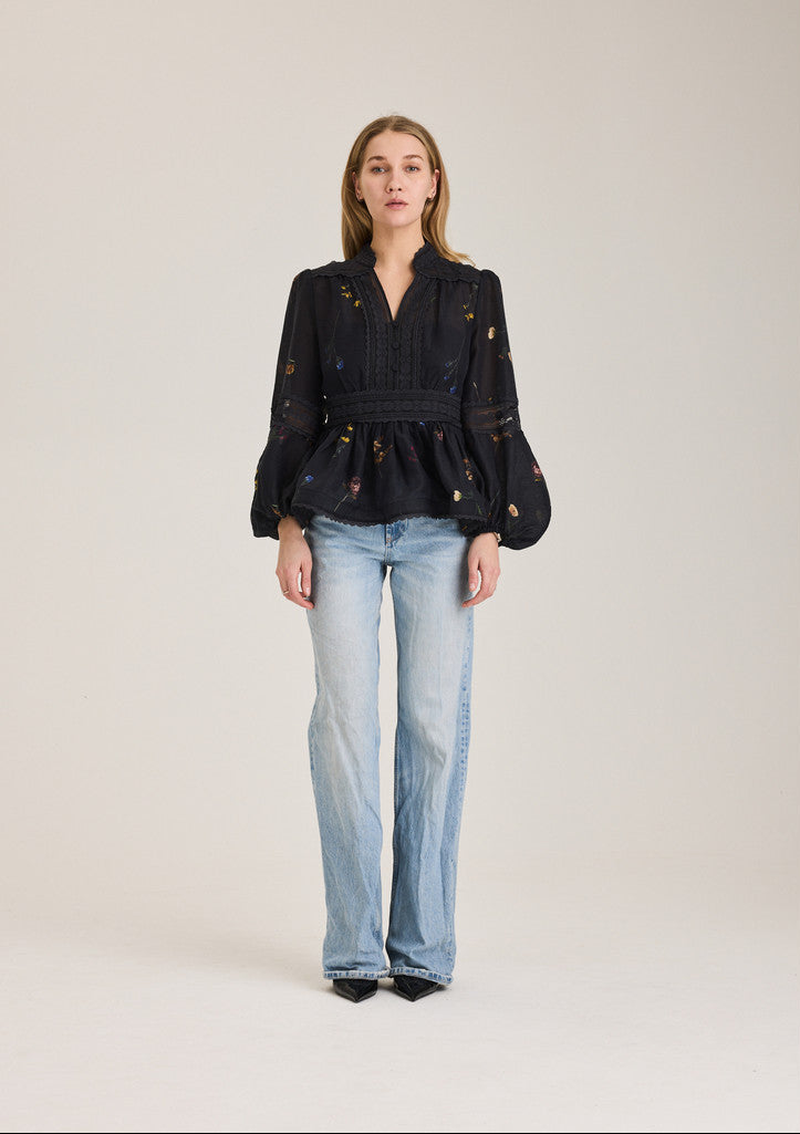 Aliah Garden Blus - Black Garden Art