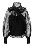 Lillian Organza Blus - Svart