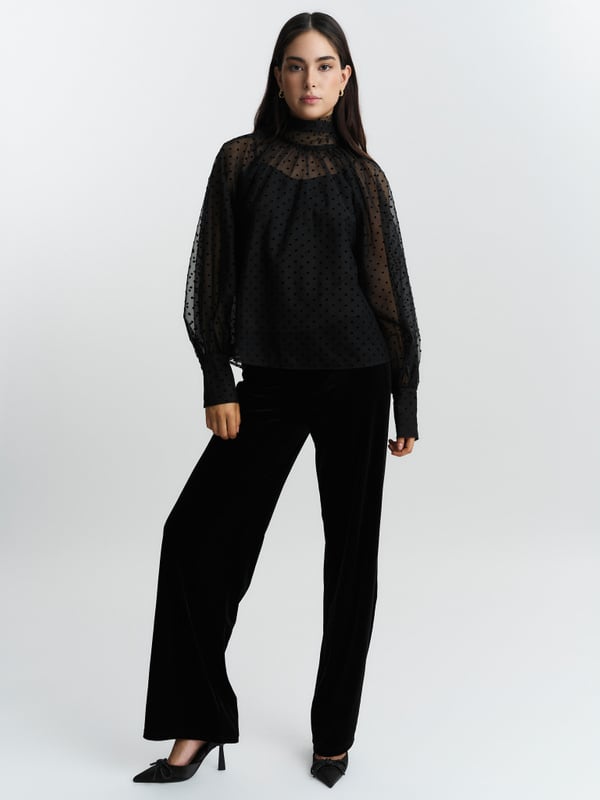 Lillian Organza Blus - Svart