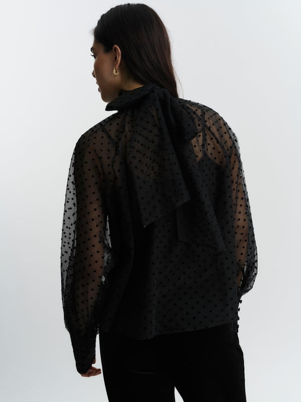 Lillian Organza Blus - Svart