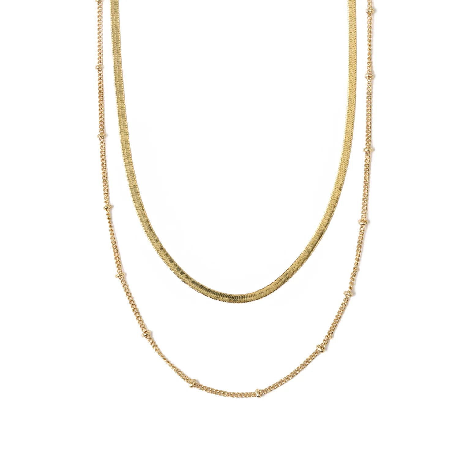 Satellite Flat Snake Layered Chains - Pale Gold
