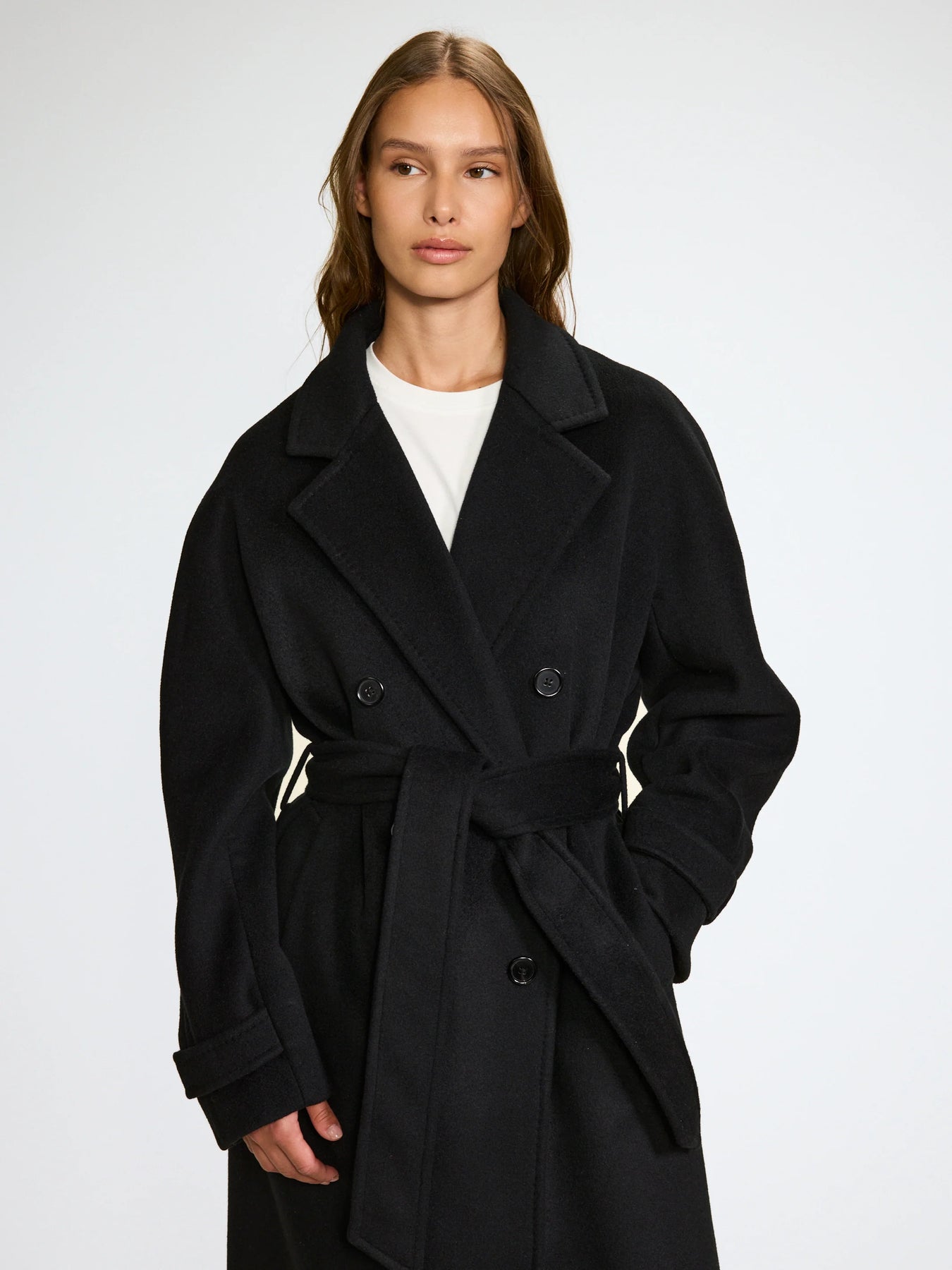 Double Breasted Coat - Svart