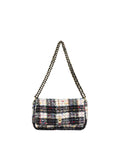 Boucle Checked Hollis Bag - Black