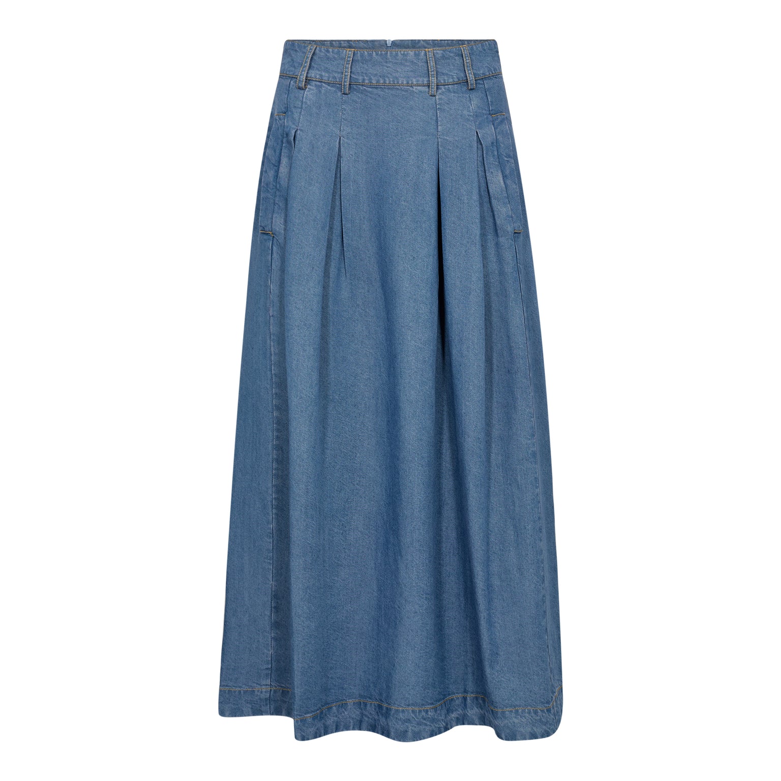 Anyacc Denim Pleat Skirt - Denim Blue