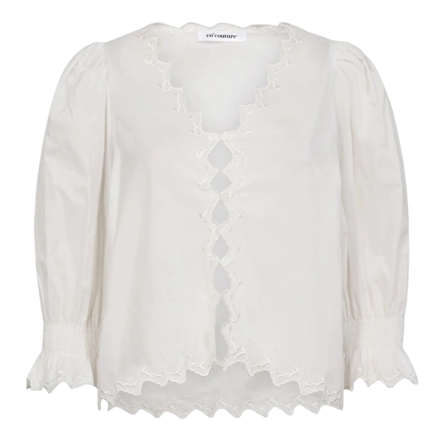 Gemmacc Embroidery SS Shirt - Vit