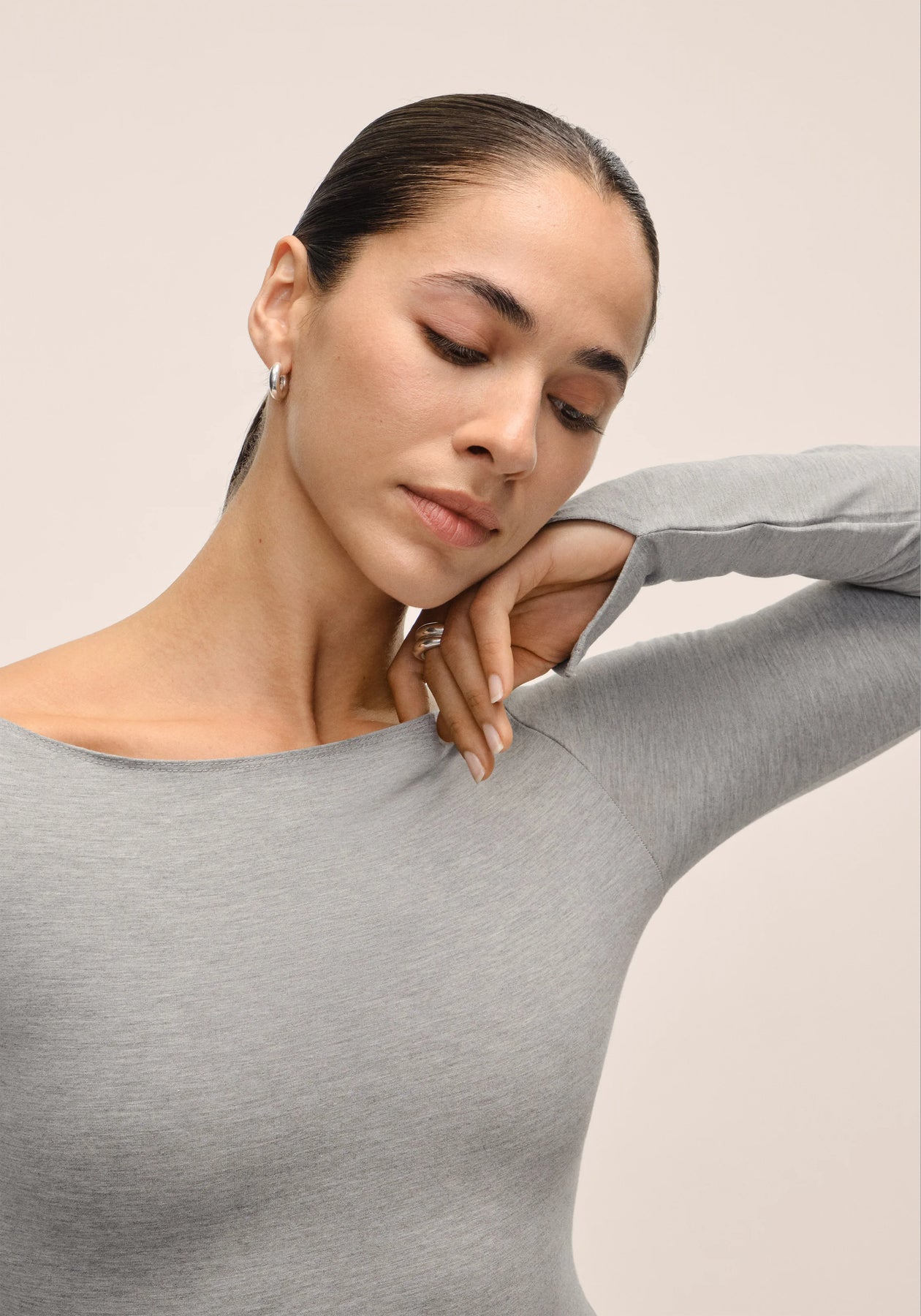 Sublime Boatneck Long Sleeve - Grå Melange