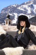 Cher Fluffy Aviator Hat - Svart