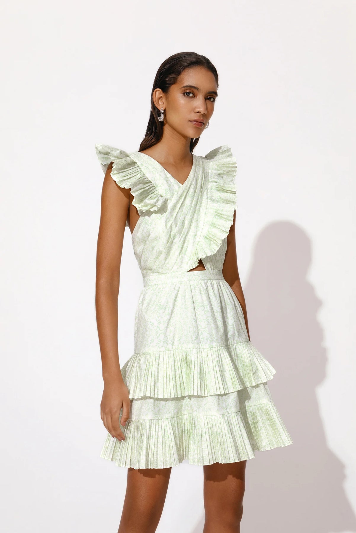 Fay Frill Mini Dress - Floral Mist Mint