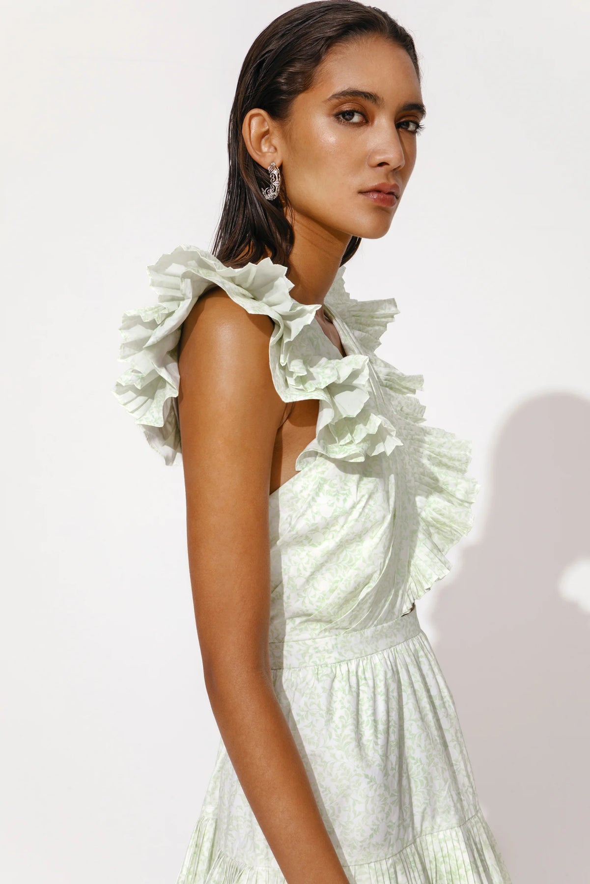 Fay Frill Mini Dress - Floral Mist Mint