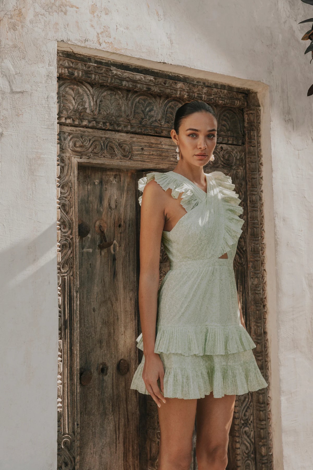 Fay Frill Mini Dress - Floral Mist Mint