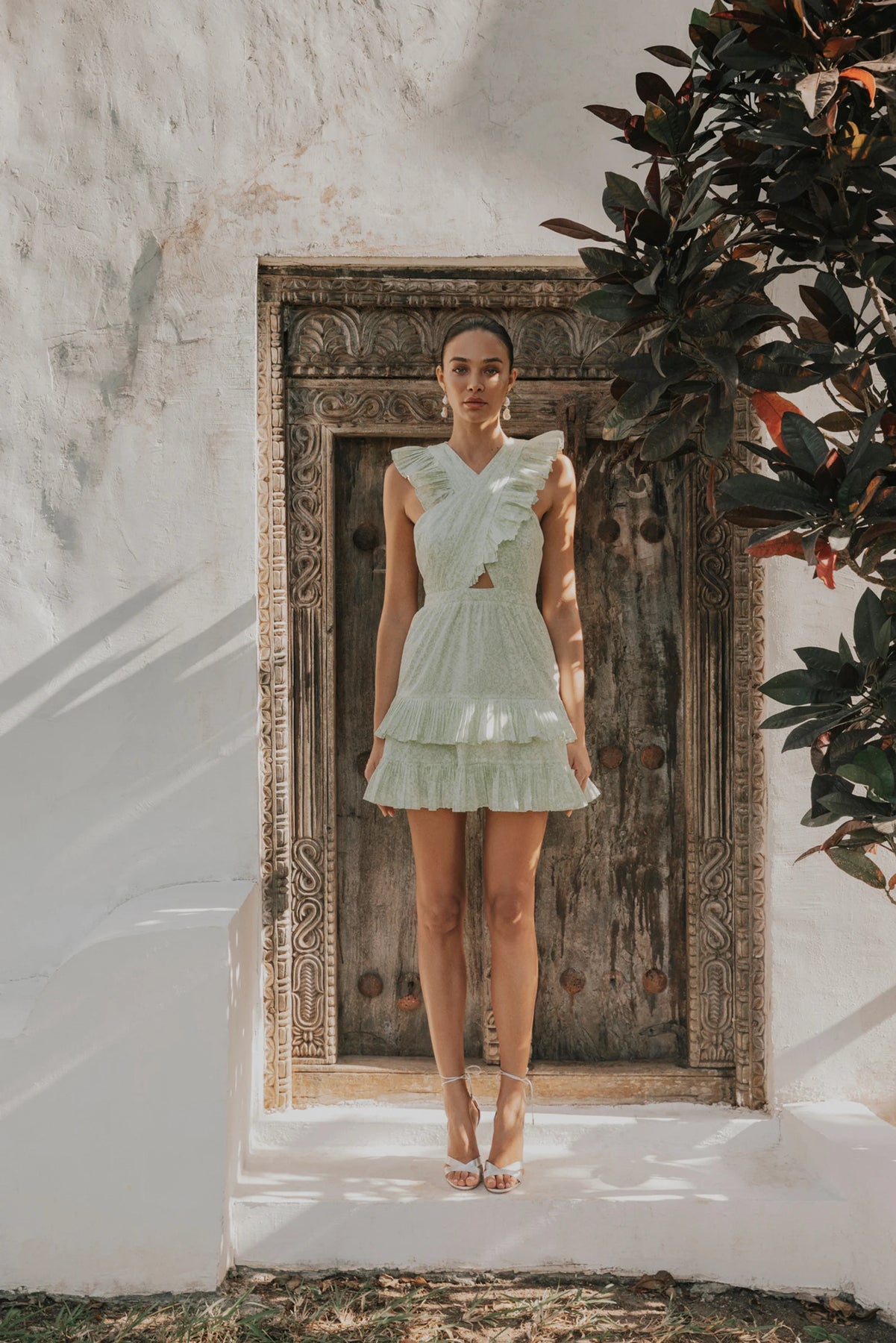 Fay Frill Mini Dress - Floral Mist Mint