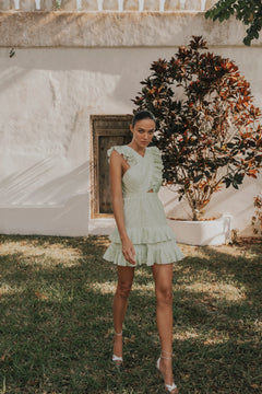 Fay Frill Mini Dress - Floral Mist Mint
