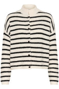 AlphaGZ Short Cardigan - Ivory Black Striped