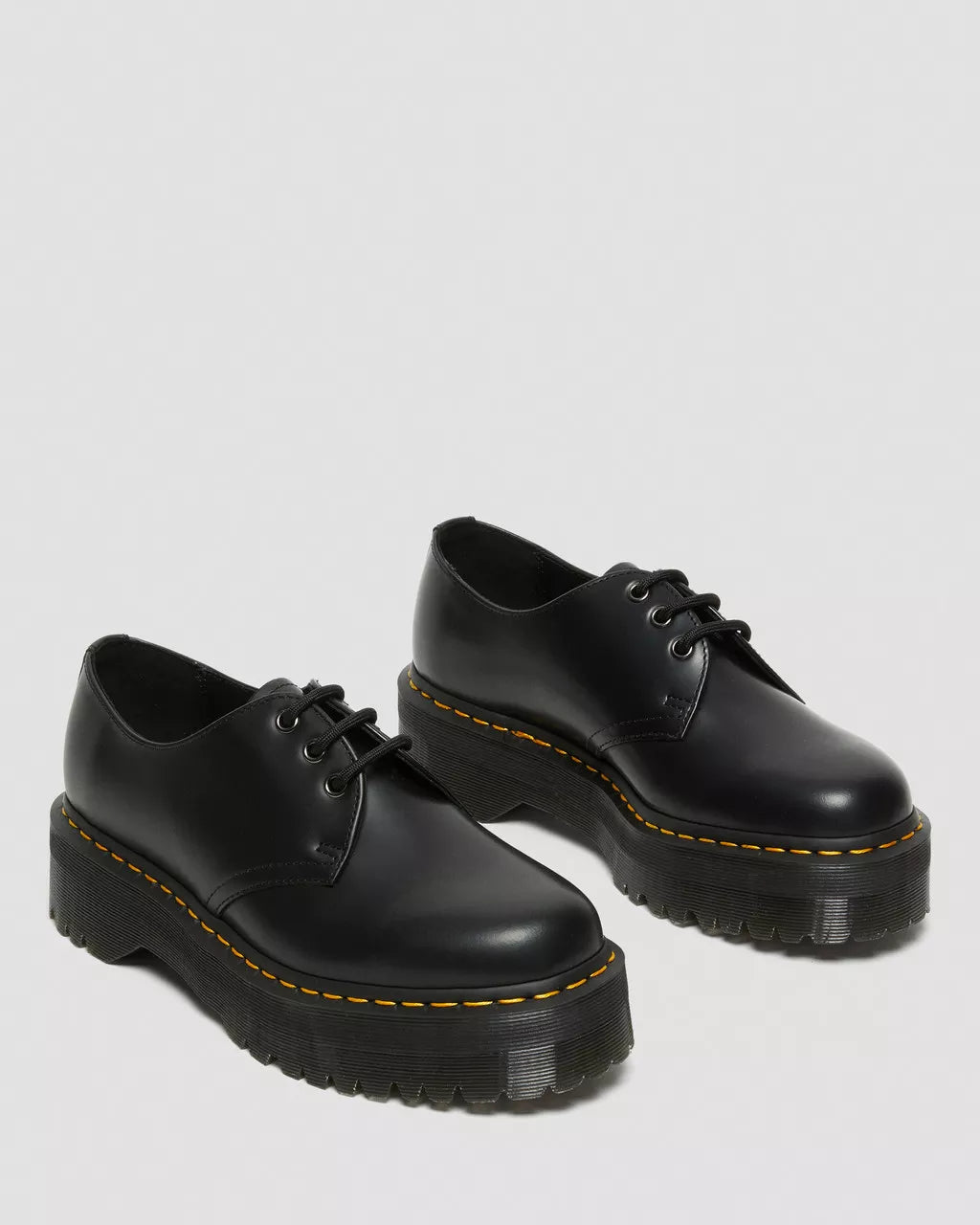 1461 Quad Smooth Leather Platform Shoes - Black Polished Smooth