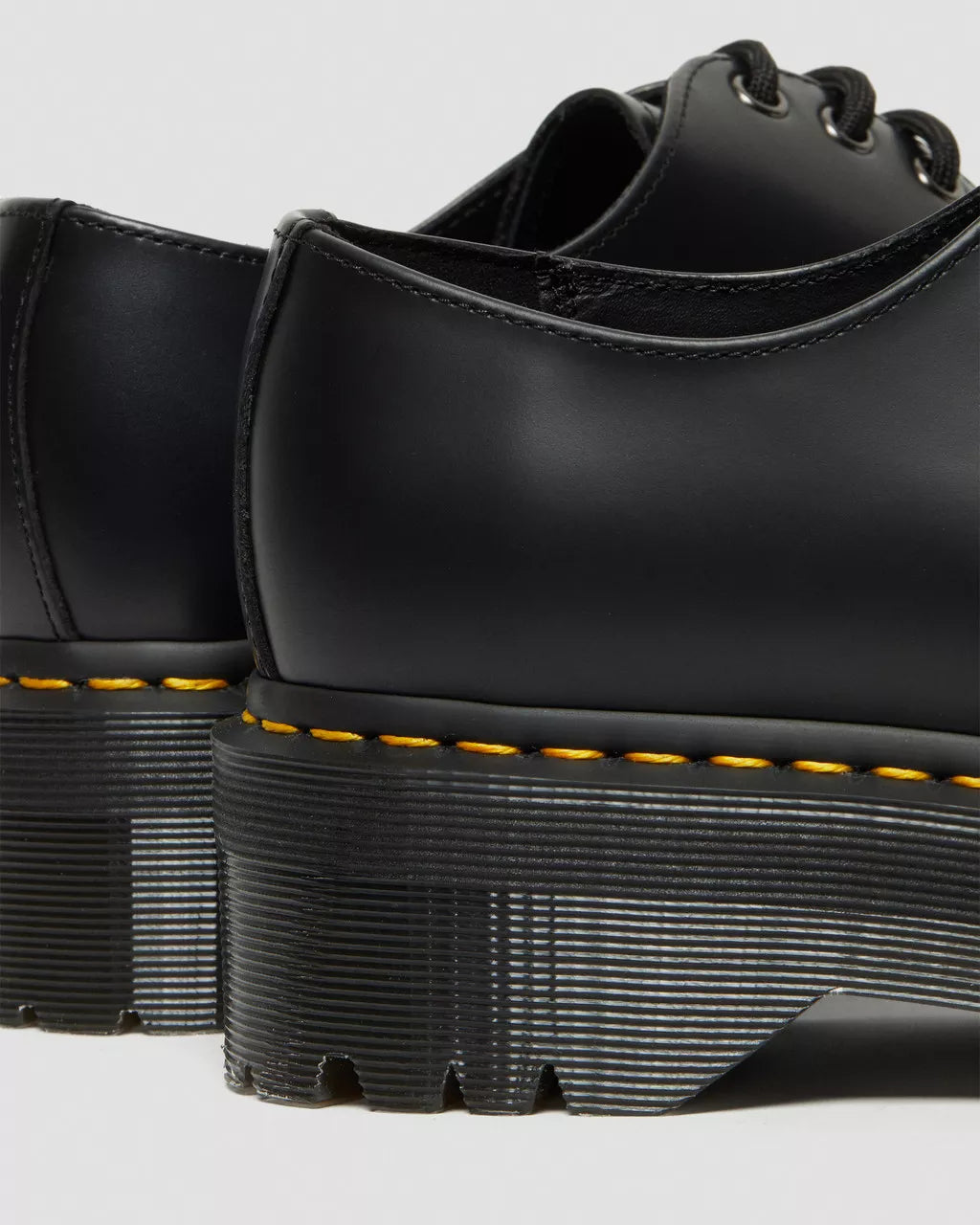 1461 Quad Smooth Leather Platform Shoes - Black Polished Smooth