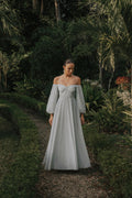 Selena Draped Chiffon Maxi Dress - Floral Mist Violet