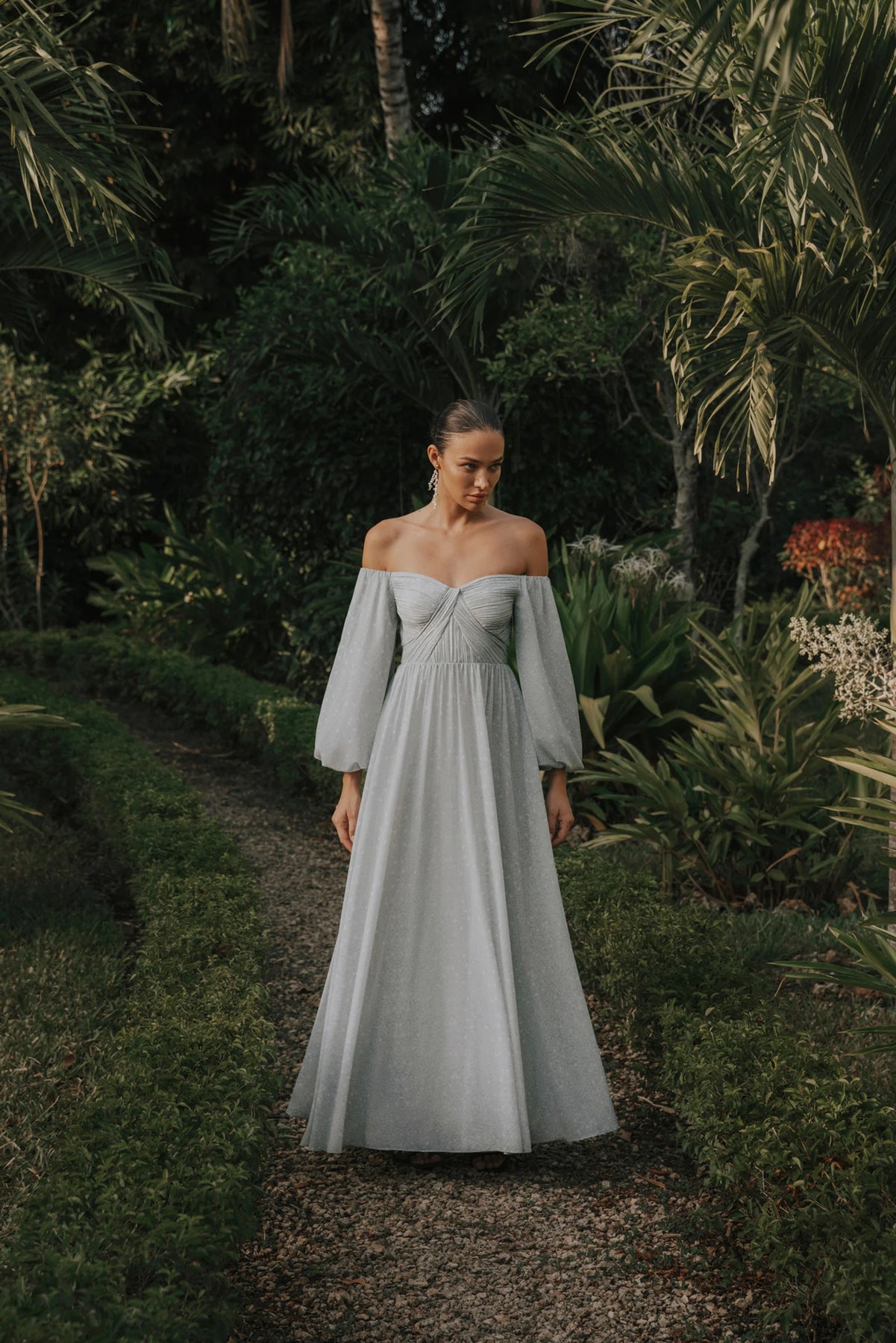 Selena Draped Chiffon Maxi Dress - Floral Mist Violet