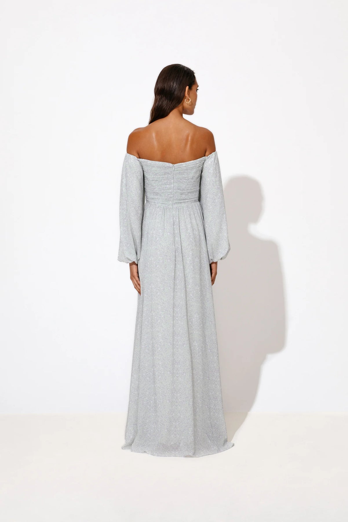 Selena Draped Chiffon Maxi Dress - Floral Mist Violet