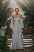 Selena Draped Chiffon Maxi Dress - Floral Mist Violet