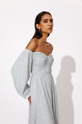 Selena Draped Chiffon Maxi Dress - Floral Mist Violet