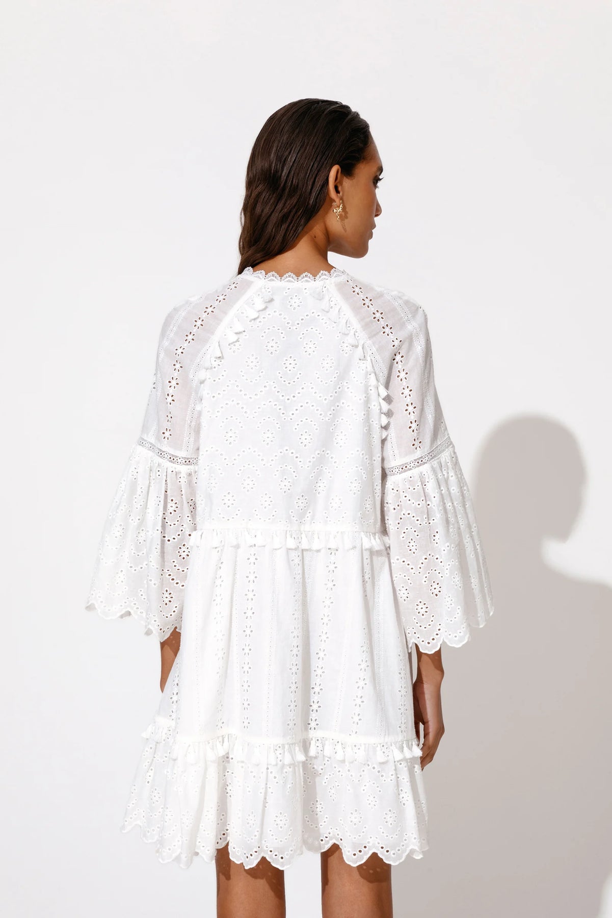 Khloe Tassel Mini Dress - White