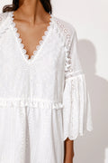Khloe Tassel Mini Dress - White