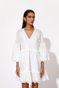 Khloe Tassel Mini Dress - White