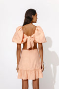 Louisa Pouf Sleeve Cut Out Mini Dress - Apricot
