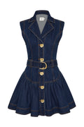 Aje Elena Belted Denim Mini Dress - Dark Classic Wash