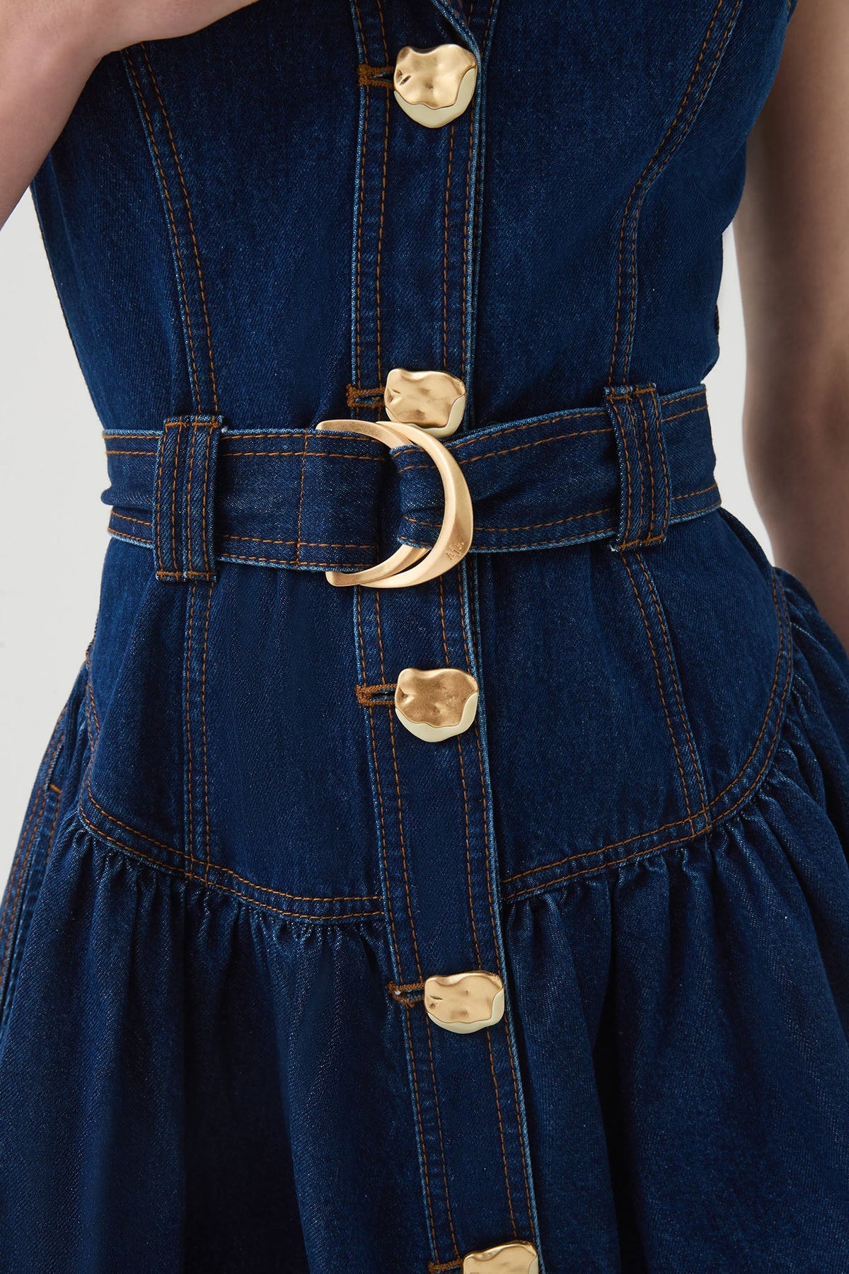 Aje Elena Belted Denim Mini Dress - Dark Classic Wash