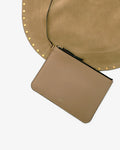 Oskan Hobo Soft Suede Leather Studded - Taupe