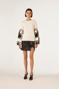 Freeflow Blouson Sleeve Knit - Ivory/Black