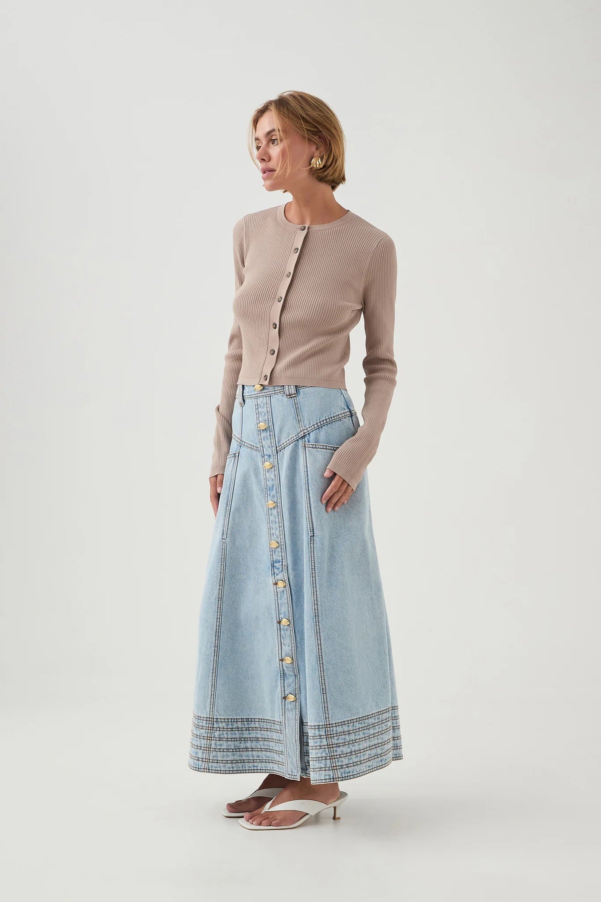 Coast Denim Midi Skirt - Light Sky Wash