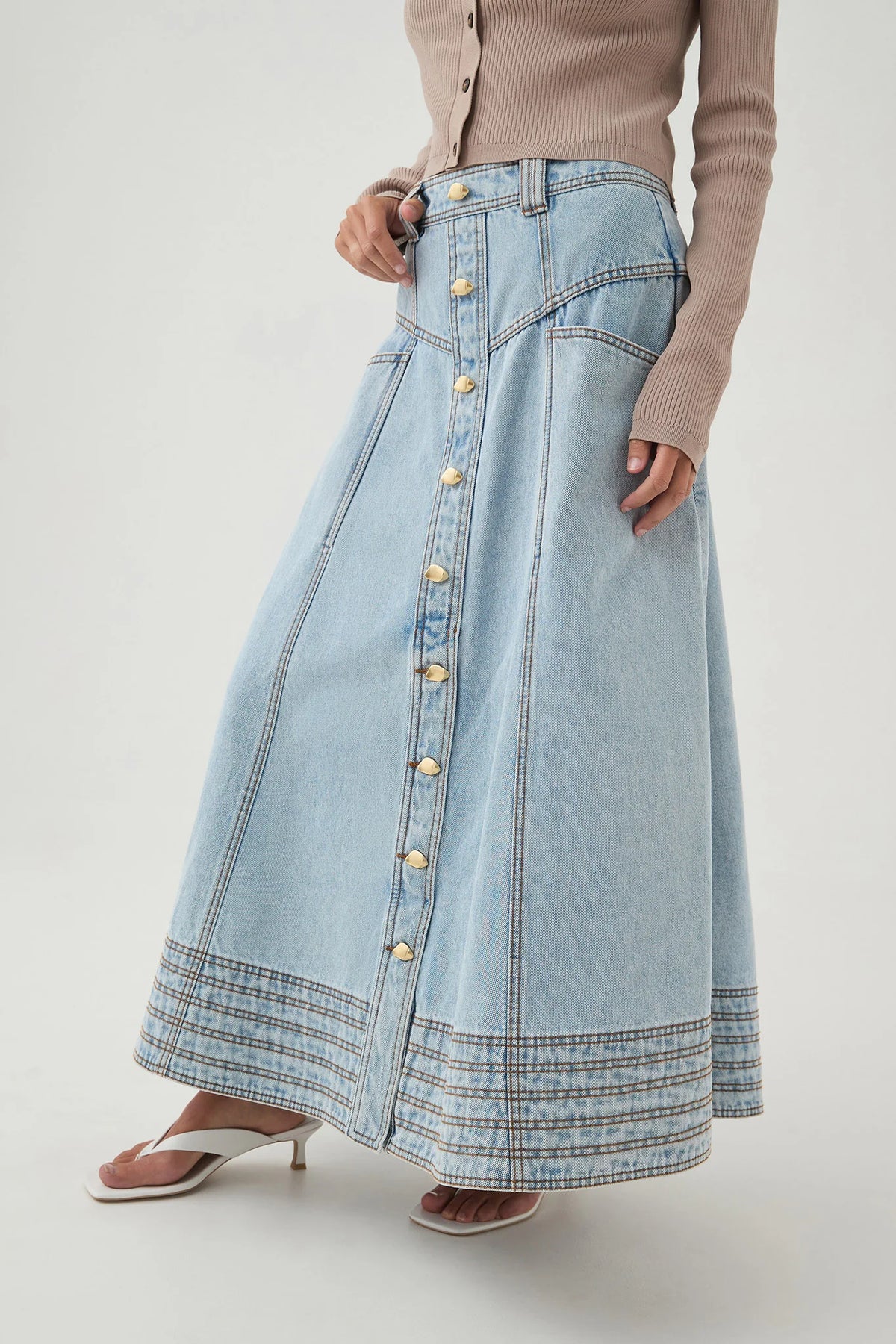 Coast Denim Midi Skirt - Light Sky Wash