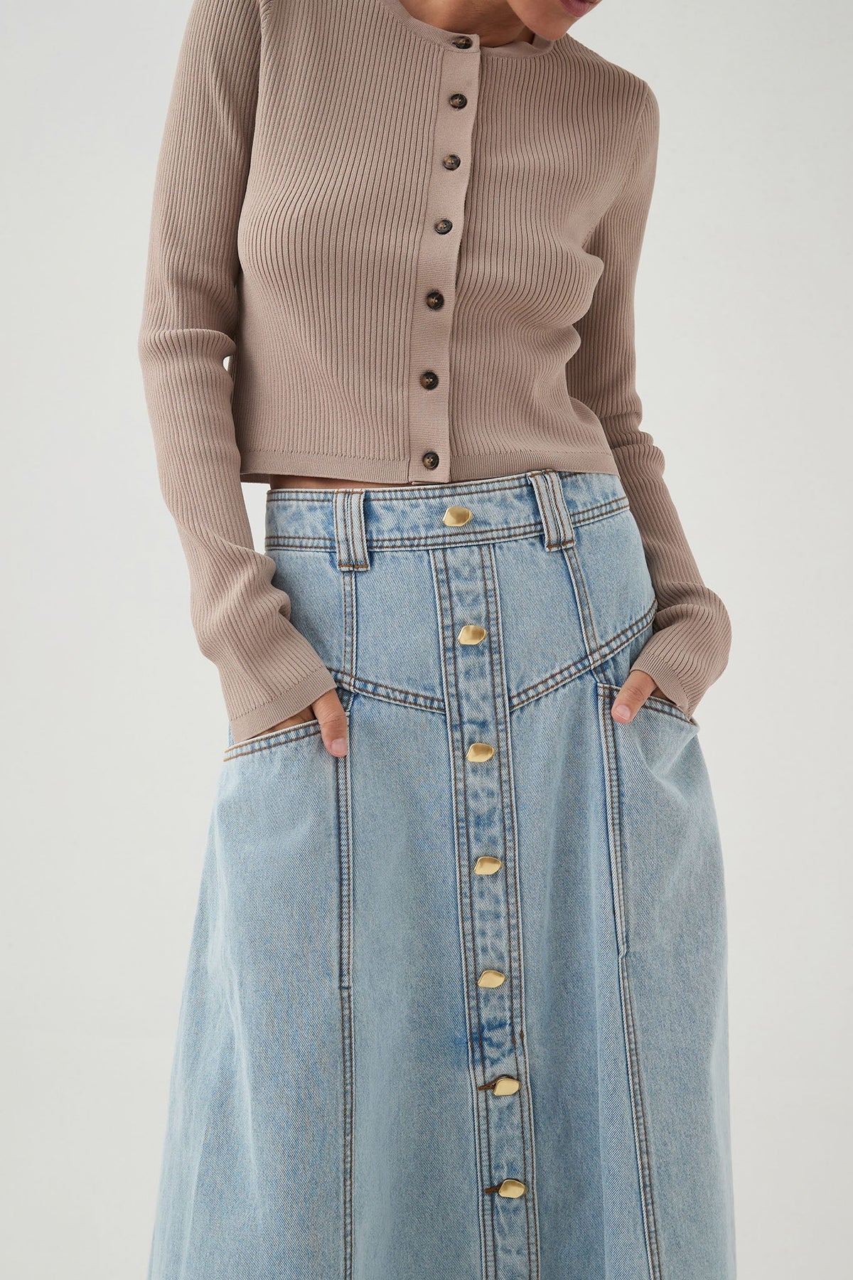 Coast Denim Midi Skirt - Light Sky Wash