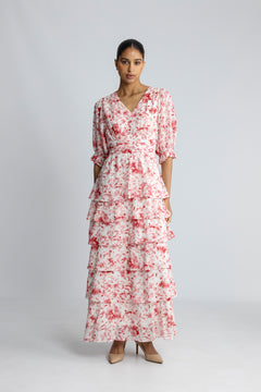 Noorie Blur Print Dress - Red