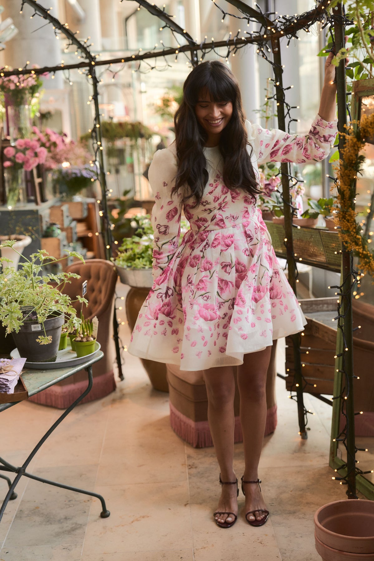 Leoni Silk Blend Mini Dress - Tulip Pink