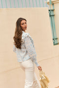 Vårun Flower Dobby Blus - Blue Dobby Flower