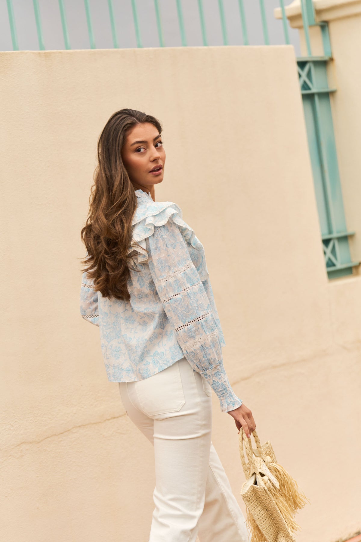 Vårun Flower Dobby Blus - Blue Dobby Flower