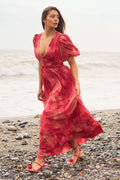 Nordalill Chiffon Maxi Dress - Korallröd