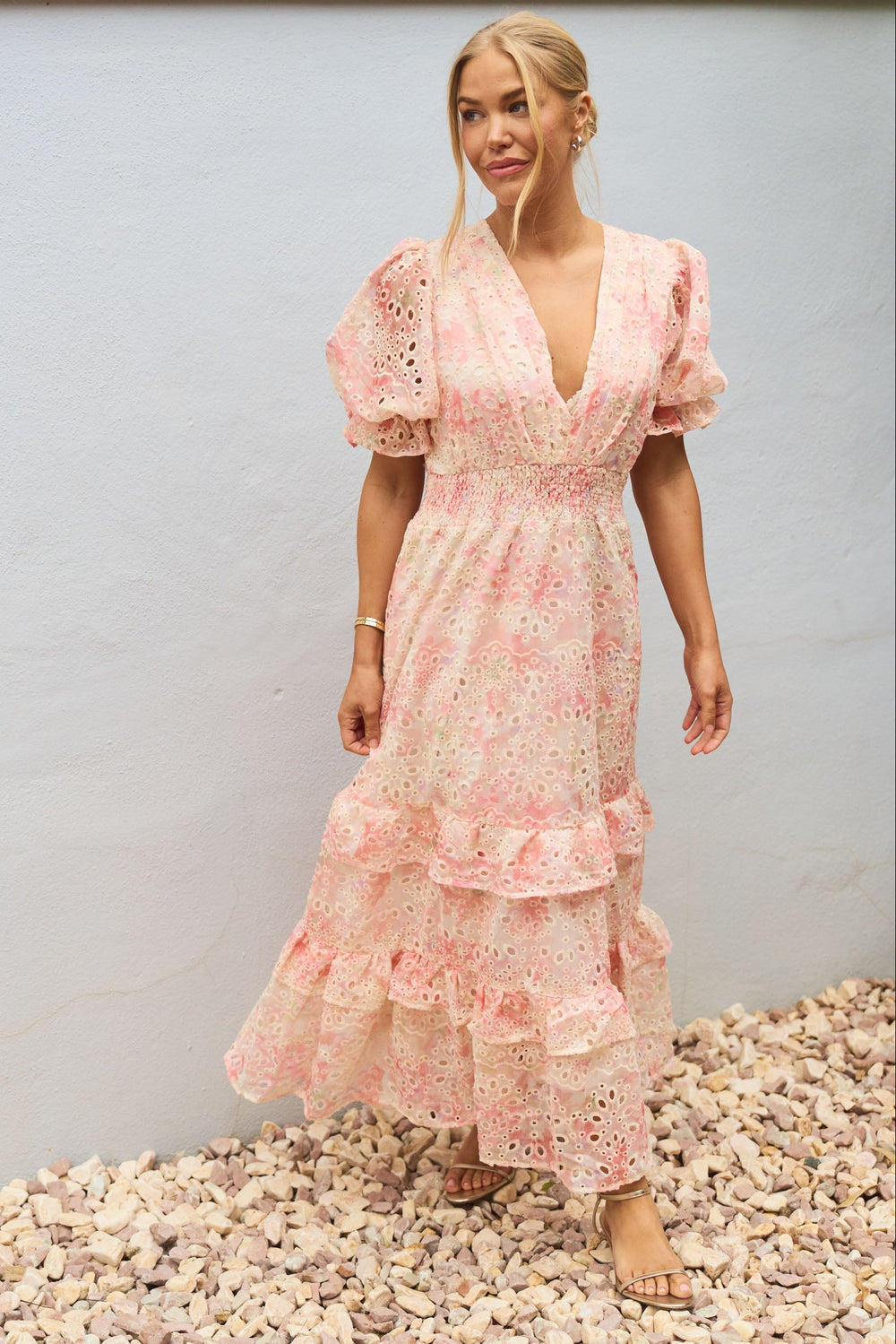 Nanni Maxi Emb Dress - Pink