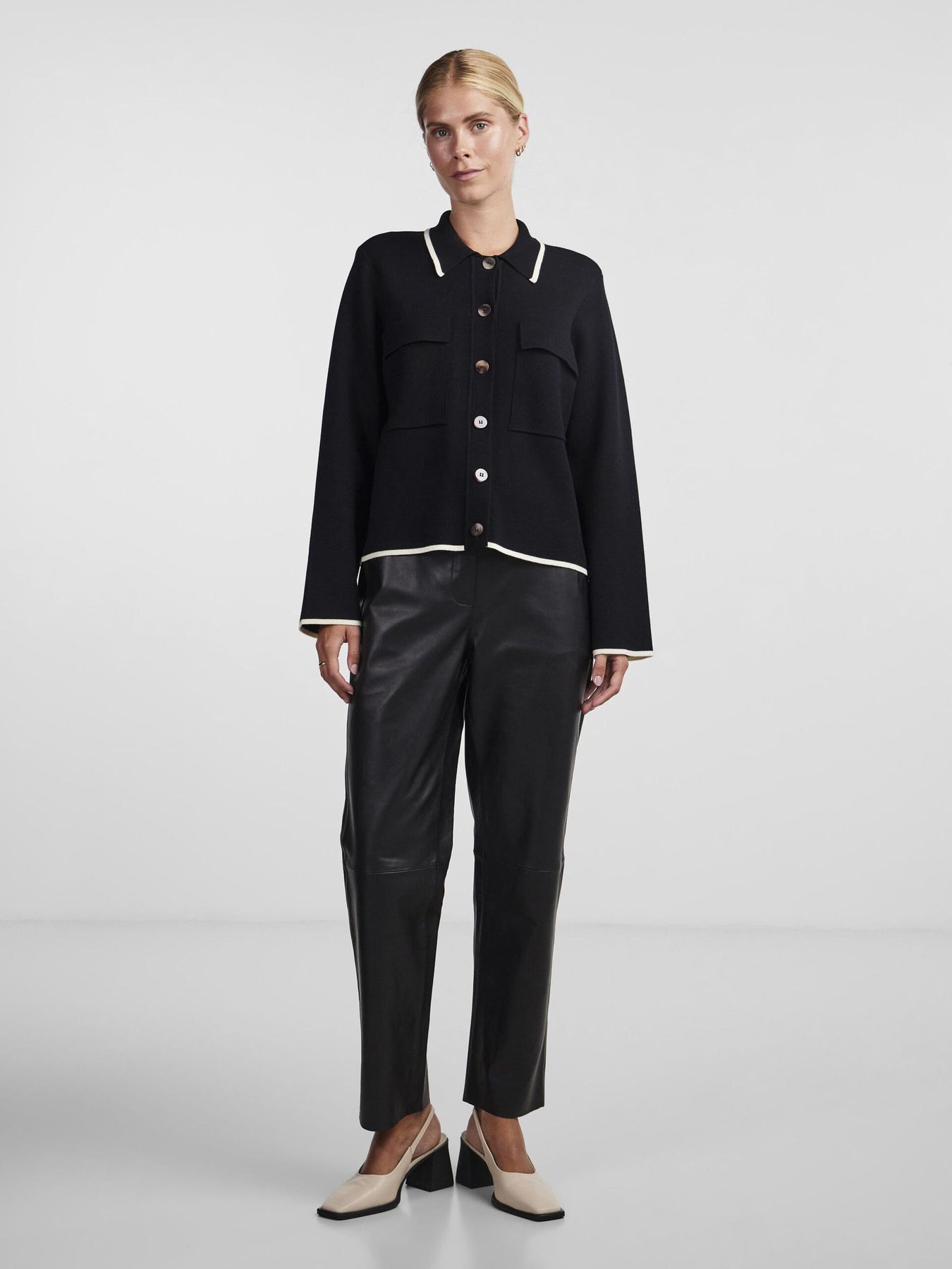 Yascosti LS Knit Cardigan S - Black