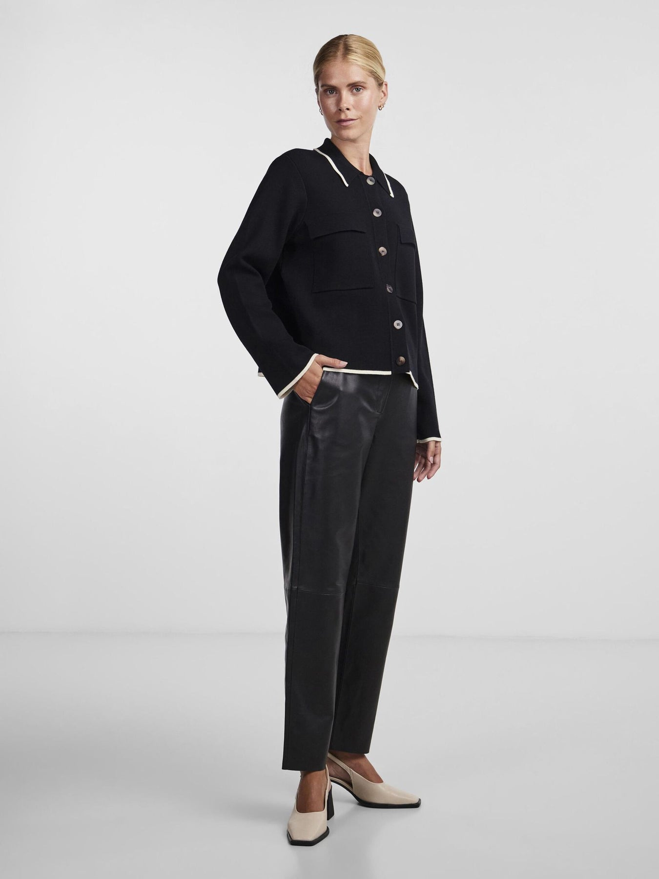 Yascosti LS Knit Cardigan S - Black