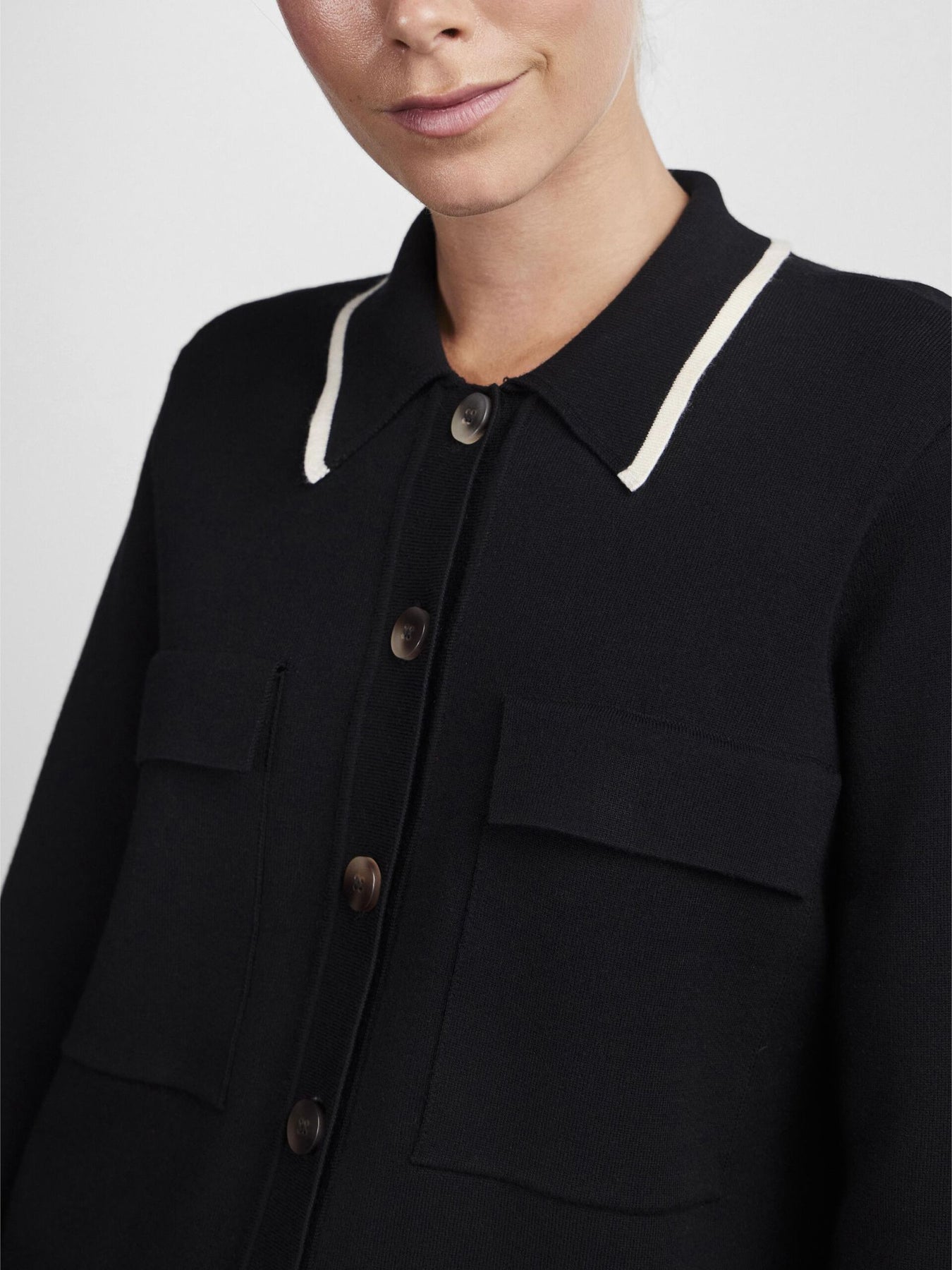 Yascosti LS Knit Cardigan S - Black