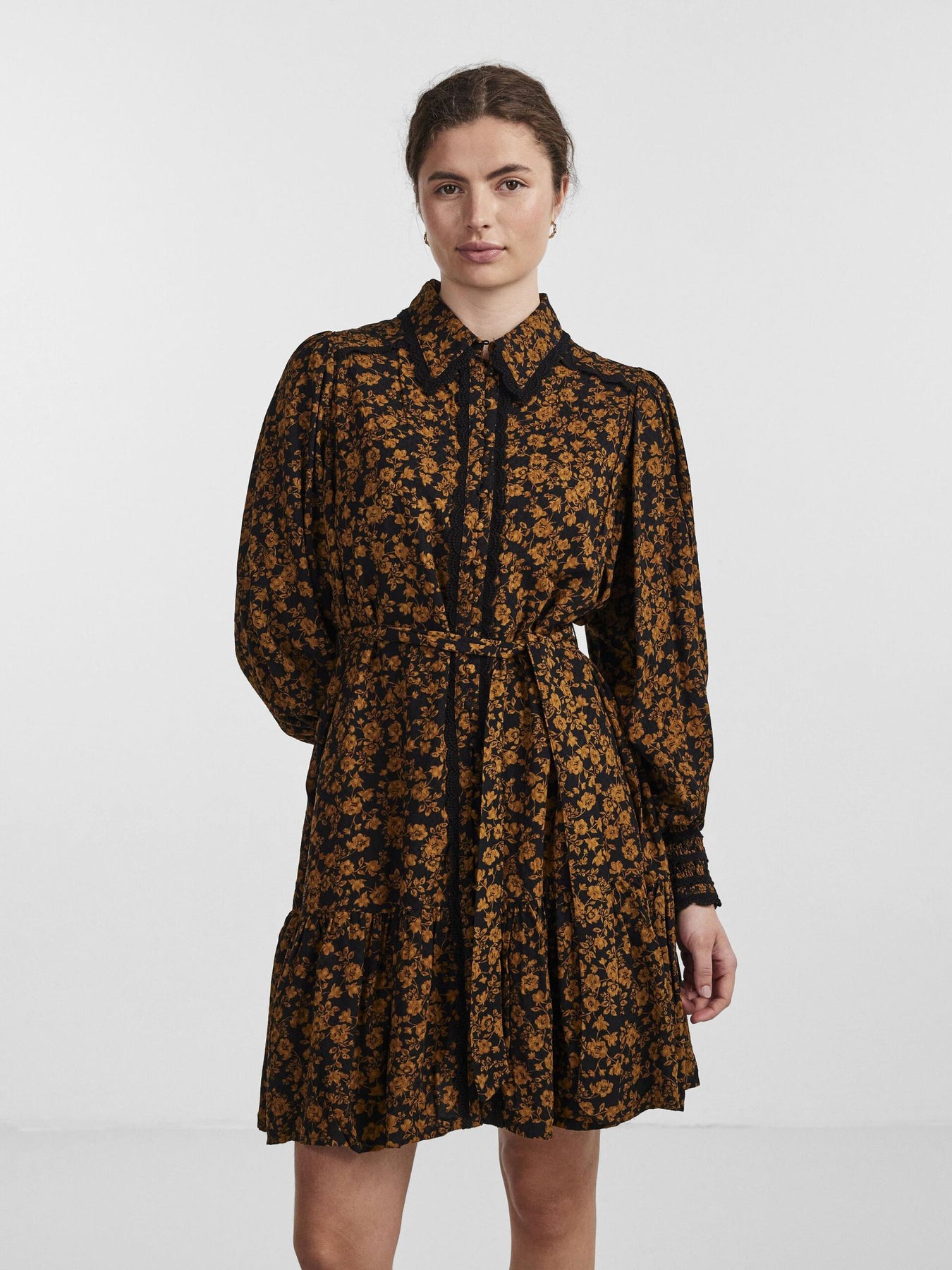 Yastilera LS Shirt Dress - Black W/Tilera Print