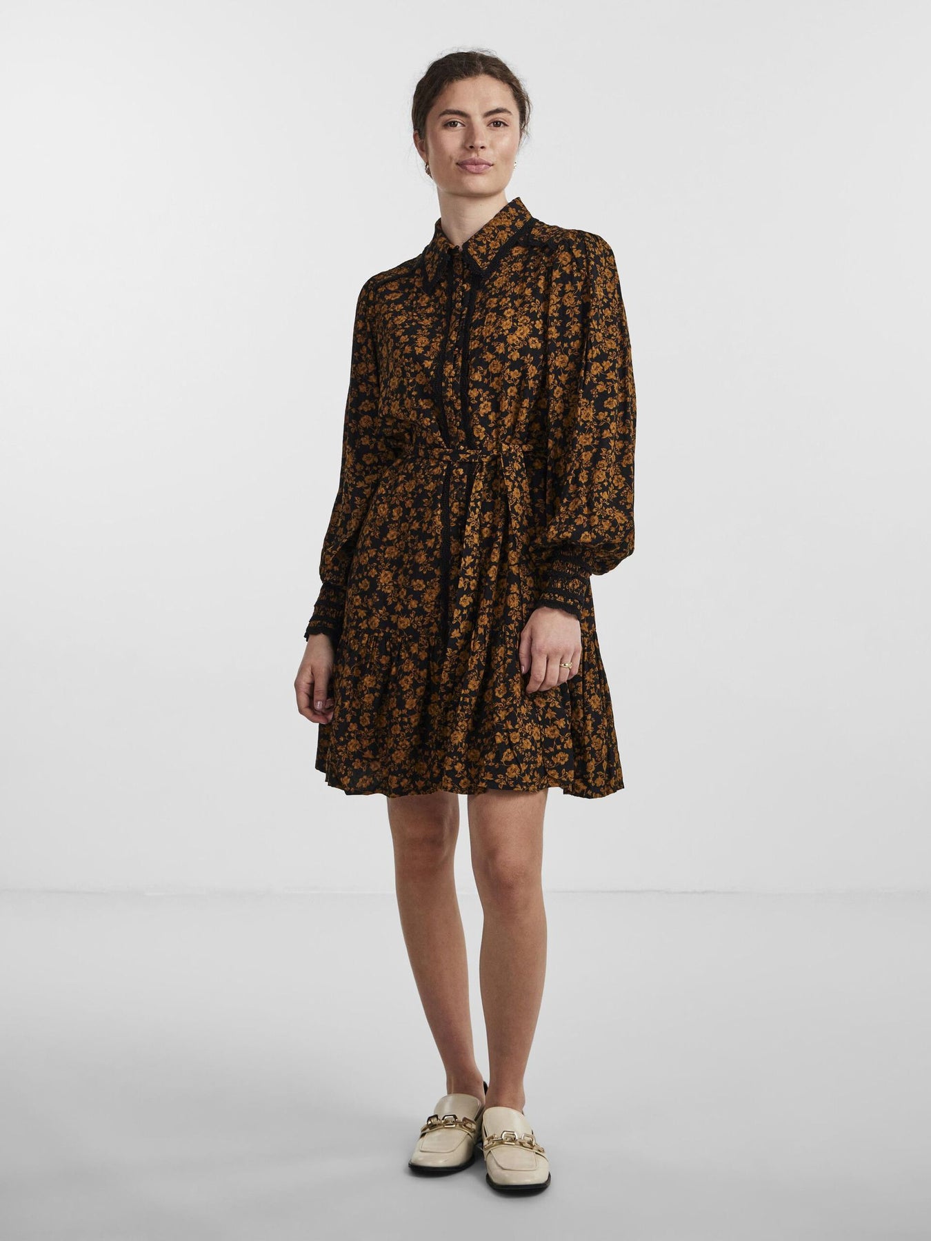Yastilera LS Shirt Dress - Black W/Tilera Print