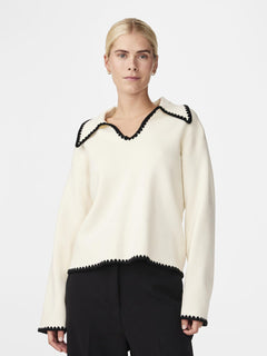 Yasstitch Ls Knit Pullover - Birch/Black