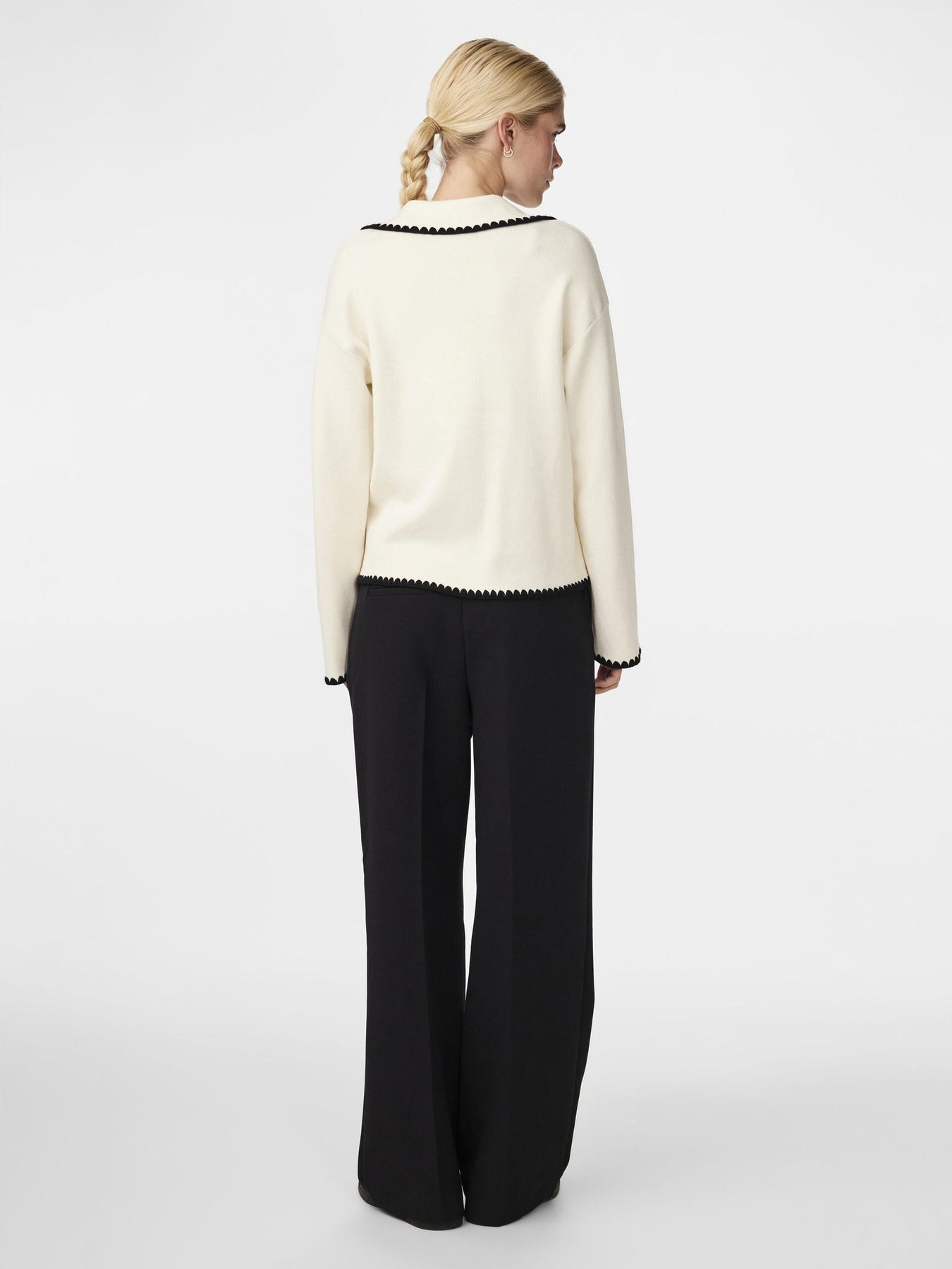 Yasstitch Ls Knit Pullover - Birch/Black