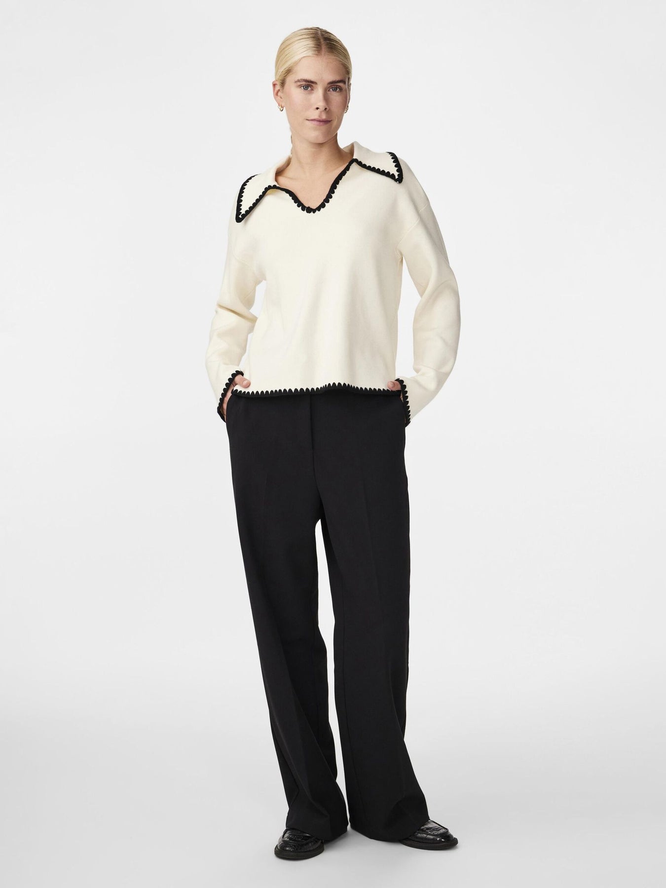 Yasstitch Ls Knit Pullover - Birch/Black