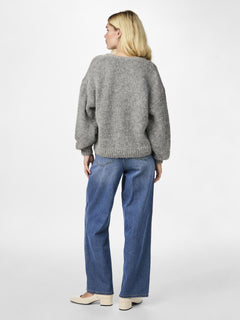 Yasvigga Ls Knit Cardigan - Medium Grey Melange